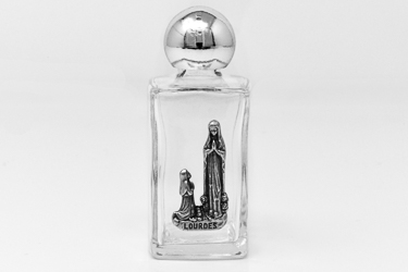 Our Lady of Lourdes Glass Holy Water Bottle.