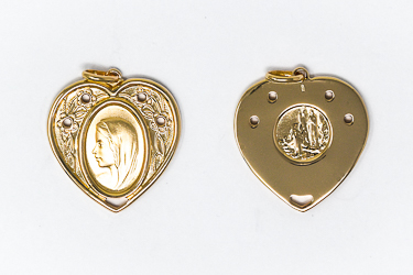 Our Lady of Lourdes Gold Heart Pendant.