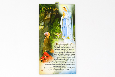 Our Lady of Lourdes Wood Plaque.