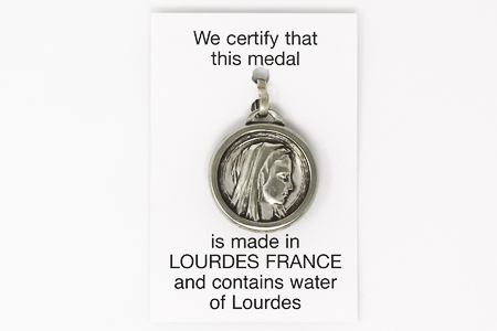 Our Lady of Lourdes Silver Water Pendant.