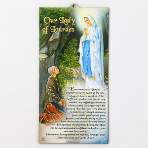 Our Lady of Lourdes Wood Plaque.