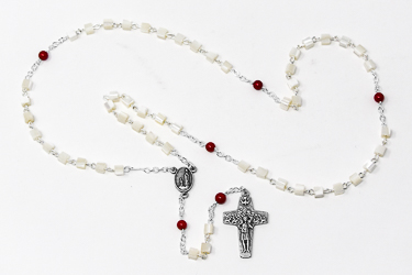 Real Mother of Pearl Coral Rosary Beads