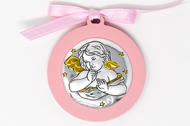 Angel Silver Plated Crib Medal .