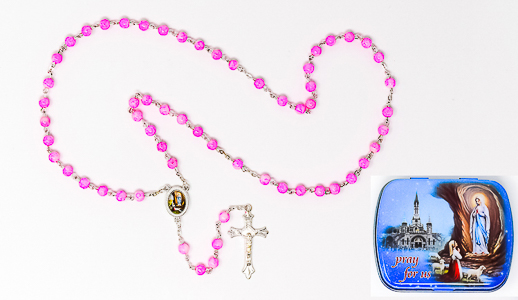 Pink Lourdes Italian Metal Rosary.