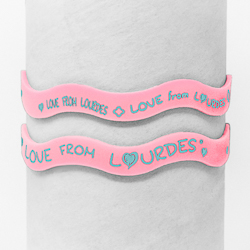 Lourdes Pink Rubber Bracelet.