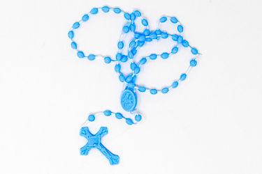 Blue Plastic Rosary.