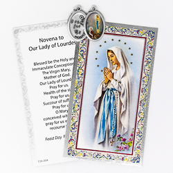 Novena Prayer Card to Our Lady with Medal.