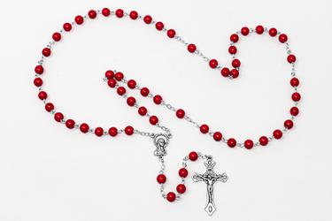 Red Virgin Mary Rosary Beads.