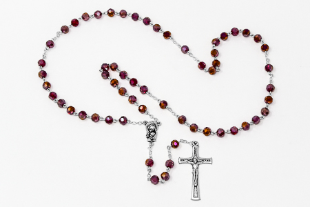 Mary & Baby Jesus Red Rosary Beads