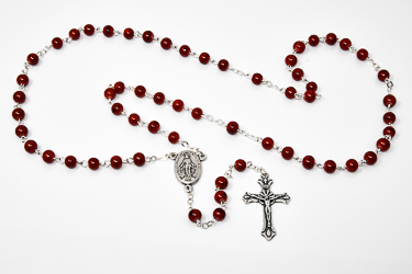 Red Miraculous Rosary Beads.