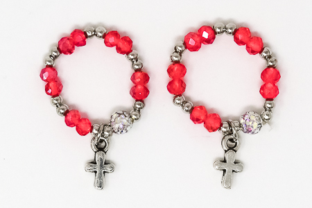 Red Crystal Rosary Ring.