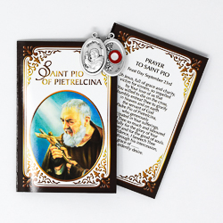 Prayer Booklet to St. Pio with Relic Medal.