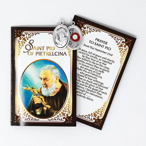 Prayer Booklet to Saint Pio with Relic Medal.