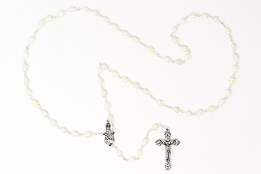 Fatima Pearl Rosary Beads & Holy Water.