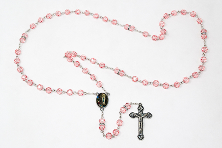 Rose Crystal Rosary Beads.