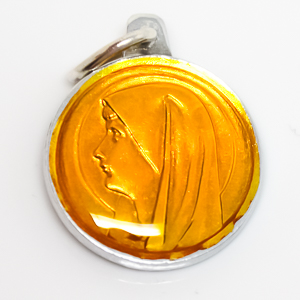 Yellow Virgin Mary Medal.