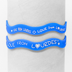 Lourdes Blue Rubber Bracelet.
