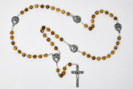 Olive Lourdes Water Rosary Beads.