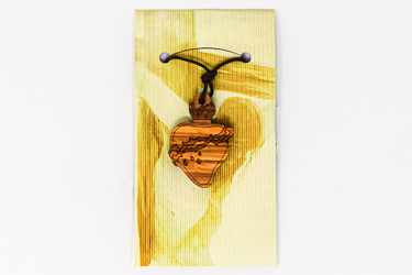 Sacred Heart Wooden Necklace.