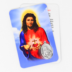 Sacred Heart of Jesus Prayer Card & Medal