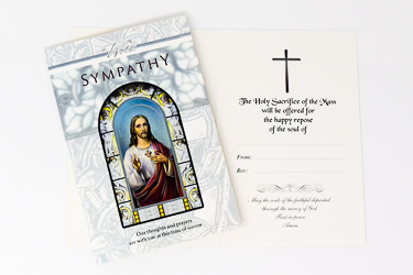Sacred Heart Sympathy Mass Card.