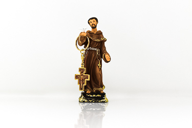 Saint Francis of Assisi Statue and Gold Keychain.
