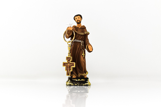 Saint Francis of Assisi Statue and Gold Key Ring