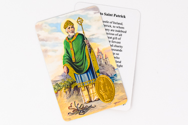 Prayer Card with Gold Medal Saint Patrick.