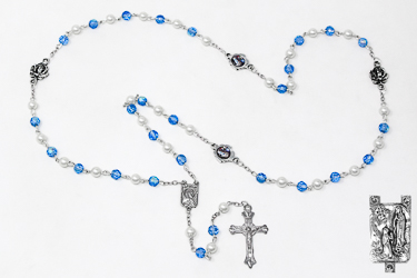 Sapphire Crystal and Pearl Rosary.