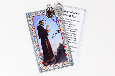 Prayer Card to Saint Francis with Medal.
