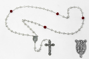 Silver Rosary & Rosary Box.