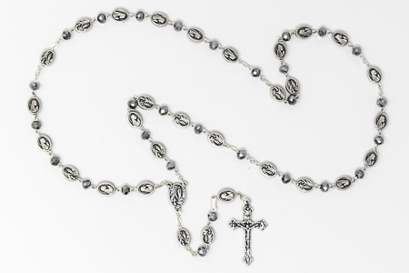 Metallic Lourdes Crystal Rosary Beads.