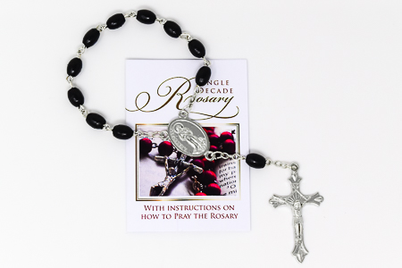 Single Decade Black Wooden Rosary.