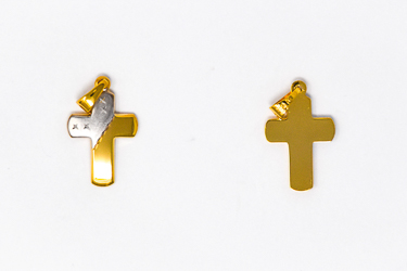 Two-Tone Solid Gold Cross Pendant 