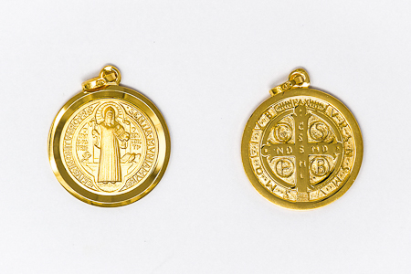 Solid Gold Saint Benedict Medal.