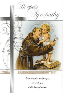 St. Anthony Sympathy Mass Card.