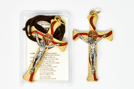 Gold Saint Benedict Crucifix.