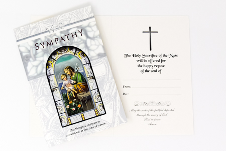 Holy Family Sympathy Mass Card.