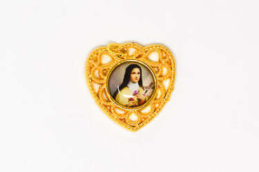 Saint Theresa Gold Heart Pendant.
