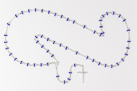 925 Rosary with Blue Crystals.