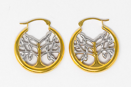 Tree of Life Earrings, 9ct Gold.