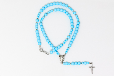 Turquoise Birthstone Rosary Necklace.