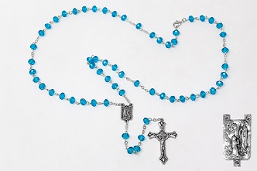 Turquoise Diamond Cut Crystal Rosary.