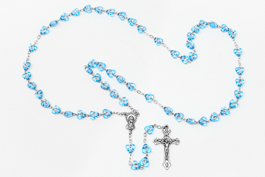 Light Blue Virgin Mary Rosary.
