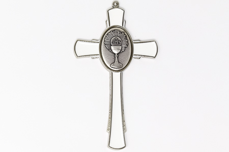 White Communion Metal Cross.