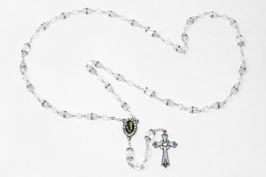 White Crystal Rosary Beads 