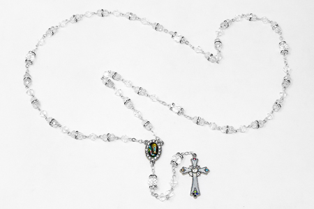 White Crystal Rosary Beads 