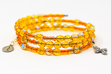 Yellow Crystal Memory Wire Rosary Bracelet