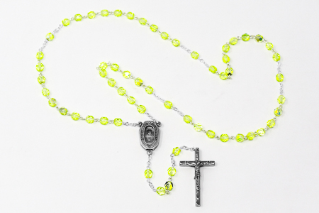 Light Green Bohemia Crystal Rosary Beads.