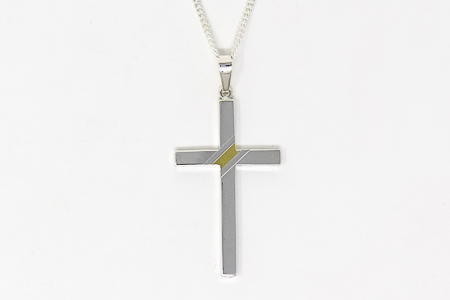 Men's Sterling Silver Cross Necklace.